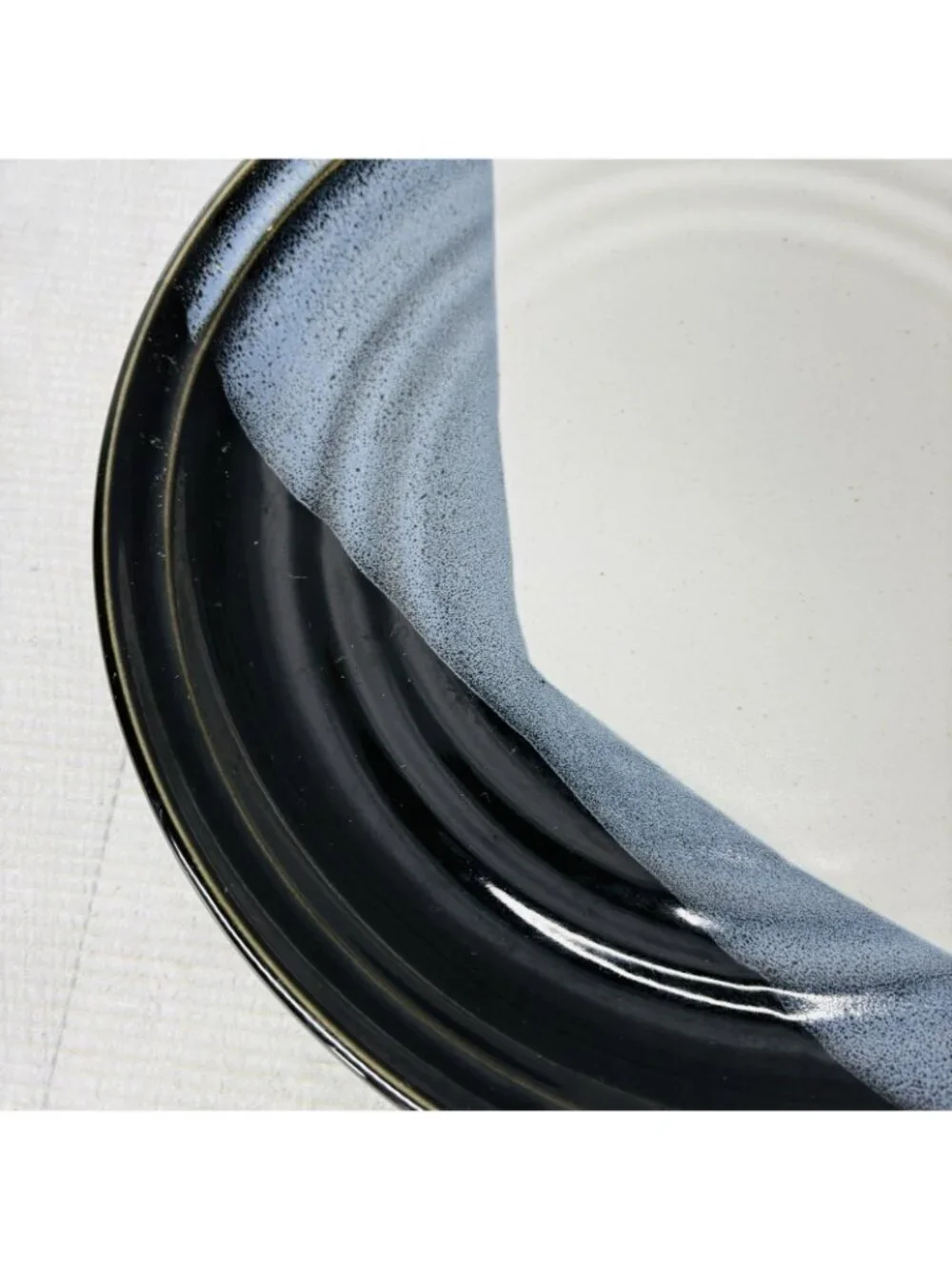Noritake Stoneware DURANGO 8647 Black Blue Abstract Panels Dinner Plates Set 4